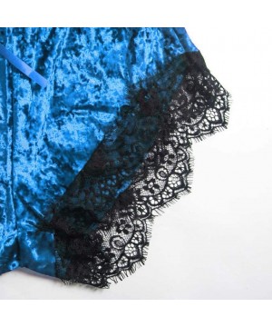 Sets Velvet Pyjamas Set New Women Sexy Lingerie Camisole Shorts V-Neck Tops Velvet Pajamas Sleepwear - Blue - CQ196SLWCL7