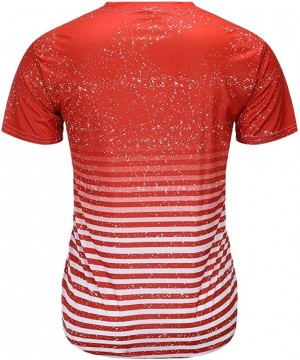 Briefs T-Shirt Striped Print Fashion Casual O-Neck Sport Blouse - Red - CK19DCCUL89