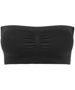 Bras Women Tube Top Bra Seamless Base Layer Bandeau Bralette Bra with Removable Padded - 1 Pack - Black - C418SR73DCT