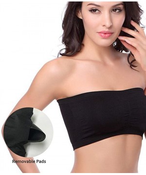 Bras Women Tube Top Bra Seamless Base Layer Bandeau Bralette Bra with Removable Padded - 1 Pack - Black - C418SR73DCT