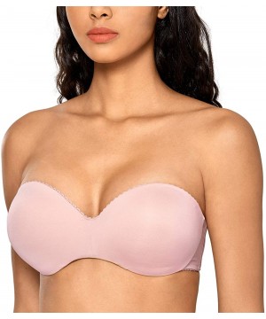 Bras Women's Strapless Push Up Bra Padded Underwire Multiway Bra - Gentle Rose - CU18SYYKKZA