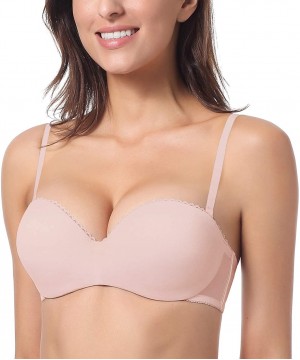 Bras Women's Strapless Push Up Bra Padded Underwire Multiway Bra - Gentle Rose - CU18SYYKKZA