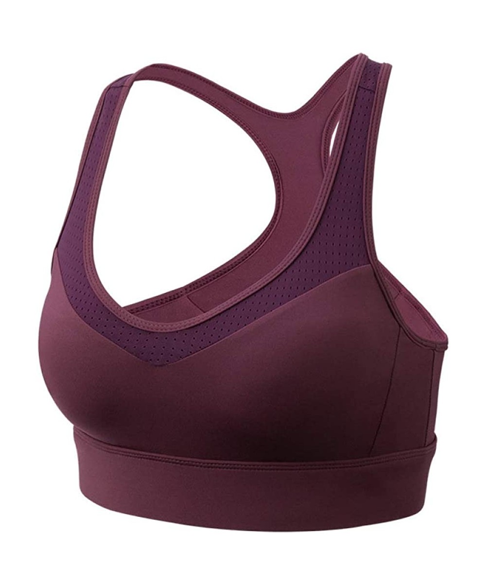 Bras Seamless Sports Bra Workout Female Sport Top Crop Fitness Active Wear for Yoga Gym Brassiere - Wine Red - CQ19263G93X