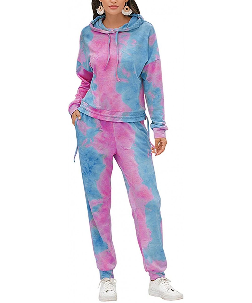 Sets Women 2 Piece Tie Dye Printed Tracksuits Sets Long Sleeve Hoodie Tops Casual Long Pants Homewear Loungewear Outfit Sets ...