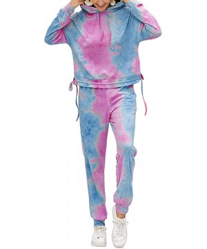 Sets Women 2 Piece Tie Dye Printed Tracksuits Sets Long Sleeve Hoodie Tops Casual Long Pants Homewear Loungewear Outfit Sets ...