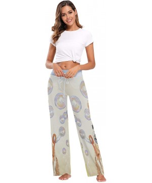 Bottoms Llama Blowing Bubbles Women's Pajama Pants Comfy Drawstring Lounge Pants Sleepwear - C119CYXCTRG