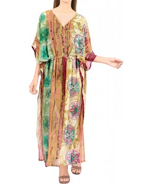 Nightgowns & Sleepshirts Women's Caftan Tunic Kimono Dress Summer Evening Party Drawstring A - Maroon_y954 - CA1938L9TER