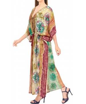 Nightgowns & Sleepshirts Women's Caftan Tunic Kimono Dress Summer Evening Party Drawstring A - Maroon_y954 - CA1938L9TER