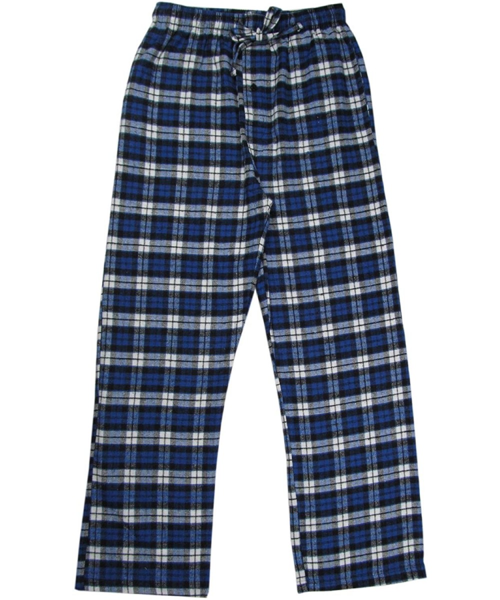 Bottoms Adult's 100% Cotton Super Soft Flannel Plaid Pajama/Lounge Pants/Shorts - Msp004-blue Plaid - CY12N82HC9Z