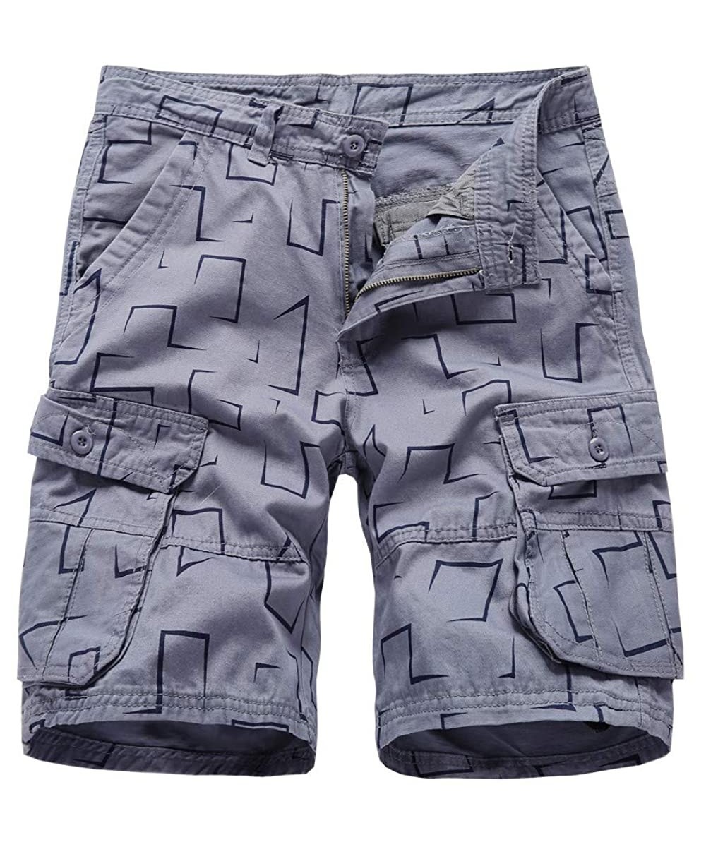 Bikinis Men's Cotton Relaxed Fit Fit Outdoor Plaid Cargo Shorts Hiker Short Big & Tall Ranger Side - Gray - CD18RXMAADE