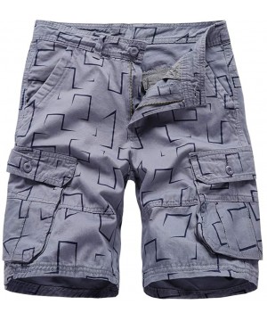 Bikinis Men's Cotton Relaxed Fit Fit Outdoor Plaid Cargo Shorts Hiker Short Big & Tall Ranger Side - Gray - CD18RXMAADE