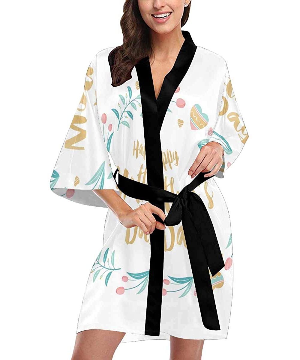 Robes Custom Happy Family Underwater Cartoon Women Kimono Robes Beach Cover Up for Parties Wedding (XS-2XL) - Multi 2 - C9190...