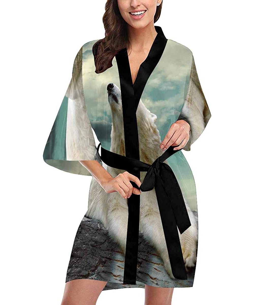 Robes Custom Wildflowers Women Kimono Robes Beach Cover Up for Parties Wedding (XS-2XL) - Multi 2 - C4194S4ZCAD