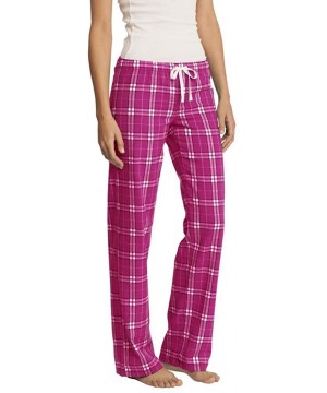 Bottoms Ladies Juniors Flannel Plaid Pant - Dark Fuchsia - C011GYDZZ63