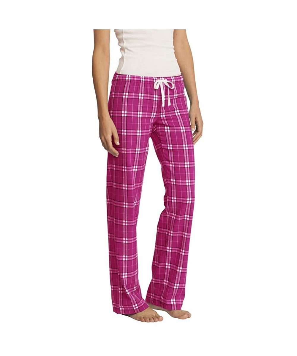 Bottoms Ladies Juniors Flannel Plaid Pant - Dark Fuchsia - C011GYDZZ63