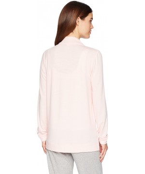 Tops Women's Solid French Terry Long Sleeve Zip Front Lounge Jacket - Rose Quartz - CE180D5MDX2