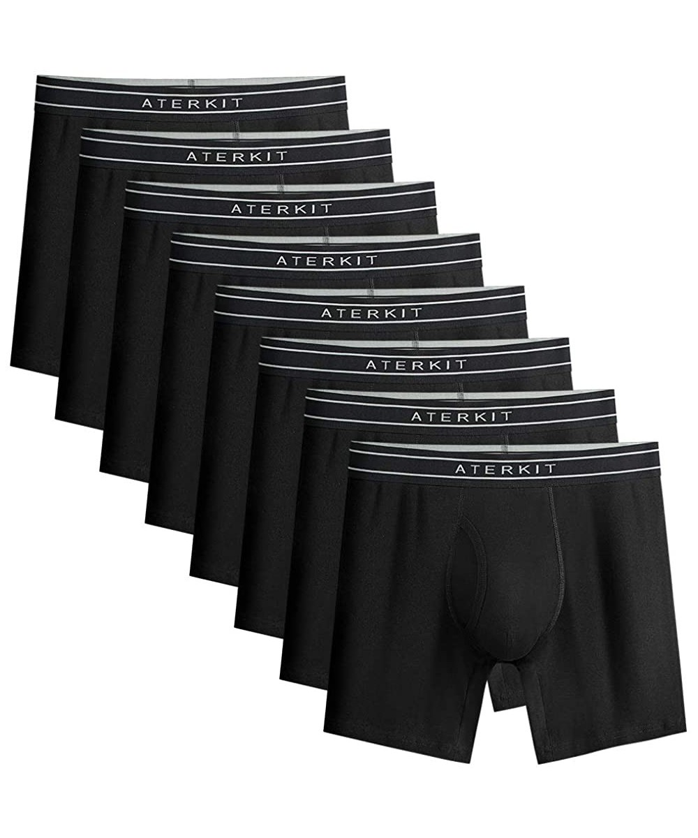 Boxer Briefs Men's Underwear Comfort Regular Leg Boxer Briefs Soft Cotton Tagless with Fly - C 8-pack Black Boxer Briefs - CY...