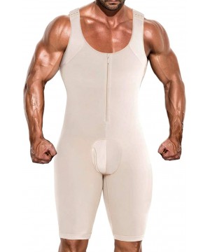 Shapewear Men's Shapewear Bodysuit Full Body Shaper Compression Slimming Suit Breathable - Beige(zipper) - CQ18OMN4WGL