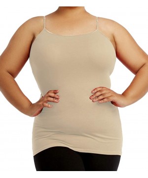 Camisoles & Tanks Women's Cotton Plus Size Camisole Tank Top - Beige - CG18O0M9CQX