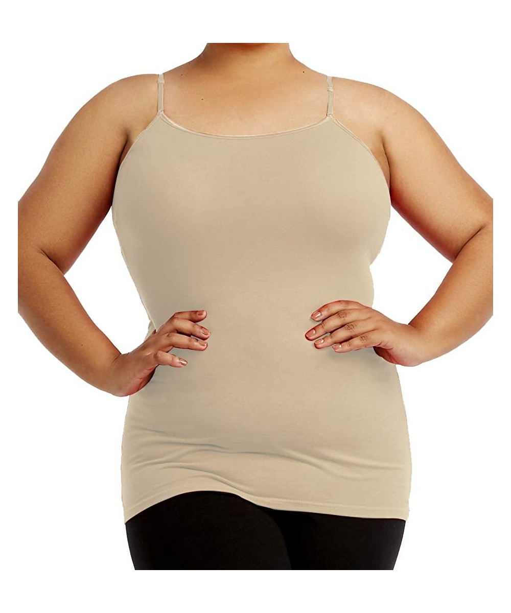 Camisoles & Tanks Women's Cotton Plus Size Camisole Tank Top - Beige - CG18O0M9CQX