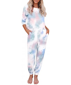 Sets Womens Tie Dye Printed Long Sleeve Tops and Pants Long Pajamas Set Joggers Sleepwear Nightwear Loungewear PJ Sets - A Mu...