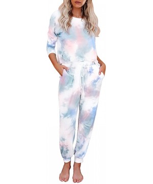 Sets Womens Tie Dye Printed Long Sleeve Tops and Pants Long Pajamas Set Joggers Sleepwear Nightwear Loungewear PJ Sets - A Mu...