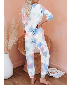 Sets Womens Tie Dye Printed Long Sleeve Tops and Pants Long Pajamas Set Joggers Sleepwear Nightwear Loungewear PJ Sets - A Mu...