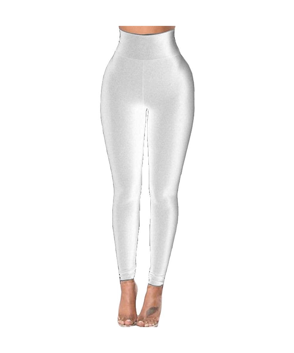 Tops Womans High Waist Yoga Pants Tummy Control Slimming Booty Leggings Workout - White - CV18UZ8N4D4