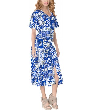 Nightgowns & Sleepshirts Women's Maxi Caftan Evening Gowns Casual Dress Cover Ups Drawstring - Blue_b341 - CH188IZ9AZ5