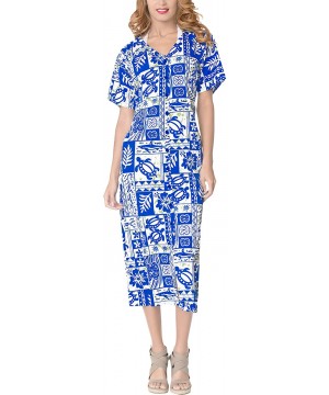 Nightgowns & Sleepshirts Women's Maxi Caftan Evening Gowns Casual Dress Cover Ups Drawstring - Blue_b341 - CH188IZ9AZ5