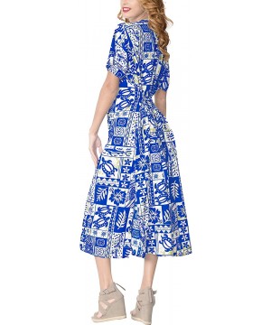 Nightgowns & Sleepshirts Women's Maxi Caftan Evening Gowns Casual Dress Cover Ups Drawstring - Blue_b341 - CH188IZ9AZ5