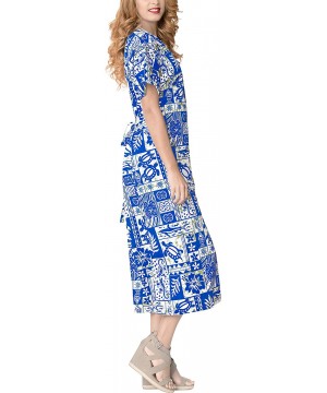 Nightgowns & Sleepshirts Women's Maxi Caftan Evening Gowns Casual Dress Cover Ups Drawstring - Blue_b341 - CH188IZ9AZ5