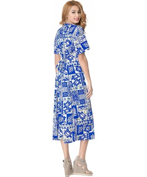 Nightgowns & Sleepshirts Women's Maxi Caftan Evening Gowns Casual Dress Cover Ups Drawstring - Blue_b341 - CH188IZ9AZ5