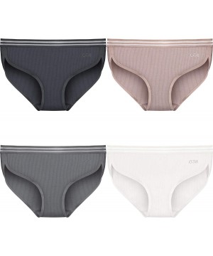 Panties 4 Pieces Women's Cotton Panties with Hollow Out Wide Waistband Bikini Brief Panties Hipster Underwear - CI18N7Q6D34