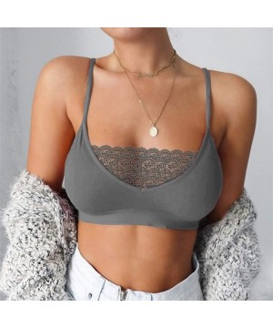 Slips Sexy Women Elastic Cage Bra Lace Camisole Tank Tops Bra Bustier - Gray - CJ194DYGG88