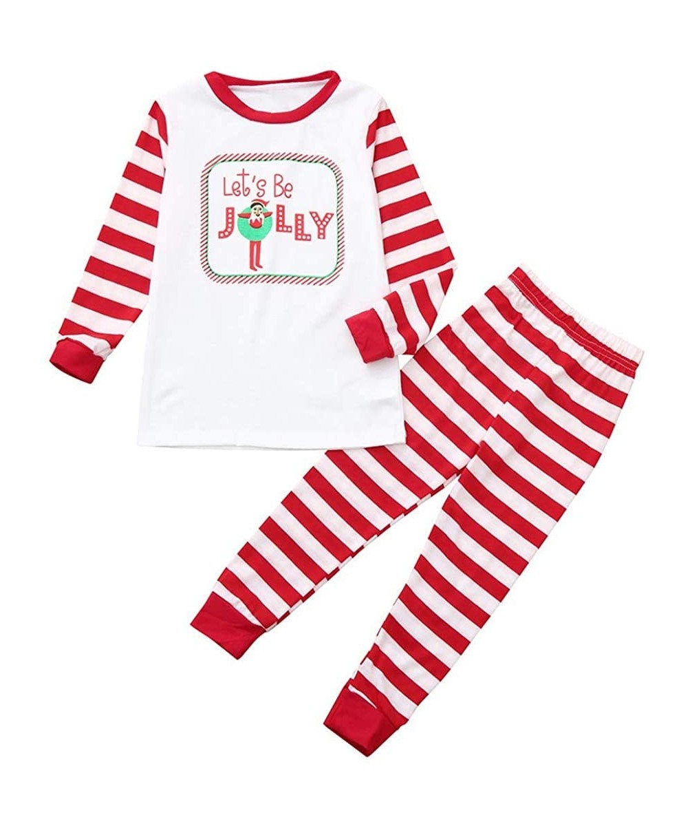 Sleep Sets Adult Kids Striped Pajamas Sets- Christmas Family Present Round Neck Long Sleeve Tops with Casual Harem Pants - Ki...