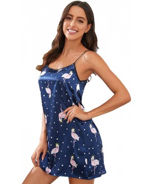 Sets Women's Graphic Print Satin Nightgown Cami Sleepwear Dress - Flamingo - CO1905XATUU