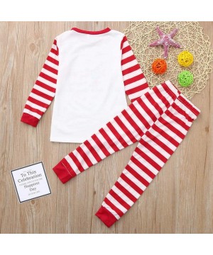 Sleep Sets Adult Kids Striped Pajamas Sets- Christmas Family Present Round Neck Long Sleeve Tops with Casual Harem Pants - Ki...