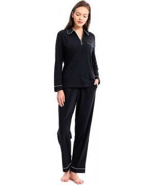 Sets Pajamas for Women 100% Cotton Pajamas Set- Long Sleeve Women Sleepwear Loungewear Sets Soft PJ Set Nightwear S~XL - Dark...