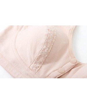 Bras Everyday Cotton Bra - Women's Snap Front Closure Luxury Lace Wireless Comfort Bra with Removable Pad - Pink - CX18Y2A72LS