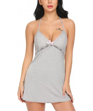 Slips Women Lingerie Lace Chemise Modal Sleepwear Cami Full Slip Strap Nightie - Style 2-gray - CS18MG6ZNWU