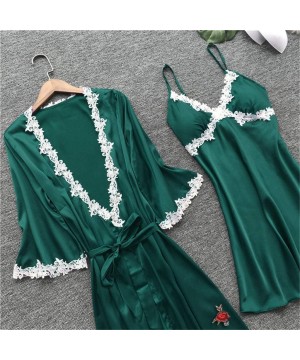 Nightgowns & Sleepshirts 5 PCS Sleepwear Women's Chemise Nightgown Full Slip Lace Lounge Dress - Green - C518QIKL9Z9