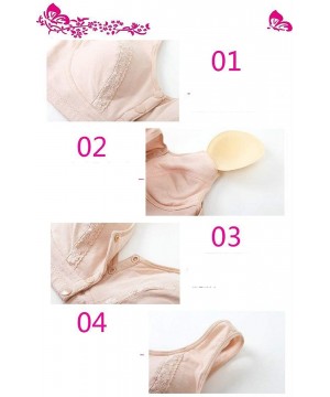 Bras Everyday Cotton Bra - Women's Snap Front Closure Luxury Lace Wireless Comfort Bra with Removable Pad - Pink - CX18Y2A72LS