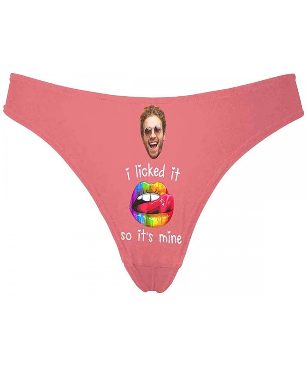 Panties Custom Women's Comfort Underwear Thong Panty with Photo Face I Licked It So It's Mine Red - Multi 10 - CT198DIR254