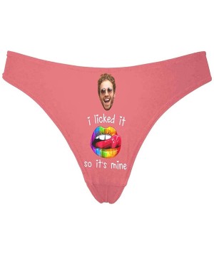 Panties Custom Women's Comfort Underwear Thong Panty with Photo Face I Licked It So It's Mine Red - Multi 10 - CT198DIR254