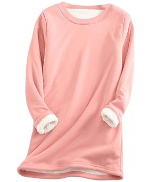 Thermal Underwear Women's Thermal Underwear Top Fleece Lined Long Sleeve Shirt Blouse - Pink - CH1928G2R5R