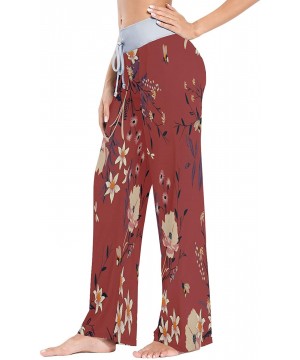 Bottoms Trendy Vintage Floral Flower Blossom Women's Pajama Lounge Pants Casual Stretch Pants Wide Leg - CL197EK9SWN