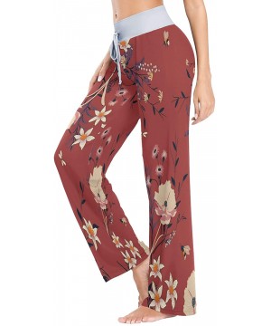 Bottoms Trendy Vintage Floral Flower Blossom Women's Pajama Lounge Pants Casual Stretch Pants Wide Leg - CL197EK9SWN