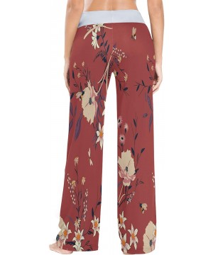 Bottoms Trendy Vintage Floral Flower Blossom Women's Pajama Lounge Pants Casual Stretch Pants Wide Leg - CL197EK9SWN