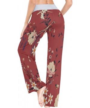 Bottoms Trendy Vintage Floral Flower Blossom Women's Pajama Lounge Pants Casual Stretch Pants Wide Leg - CL197EK9SWN